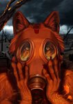 anthro destruction fire gas_mask male mask post-apocalyptic solo war hedax mythology canid canine canis mammal mythological_canine mythological_creature werecanid werecanine werecreature werewolf wolf hi_res