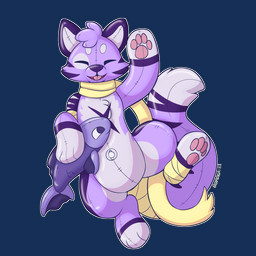 chibi duo inflatable latex paws pool_toy purple_body simple_background smile tail transparent_background symrea animate_inanimate aquatic domestic_cat felid feline felis fish living_inflatable mammal 1:1 2022 alpha_channel hi_res