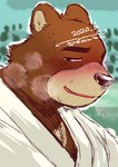 blush brown_body brown_fur countershade_snout countershading fur keikogi looking_at_viewer male martial_arts_uniform multicolored_body multicolored_fur snout solo sportswear tan_body tan_countershading two_tone_body two_tone_fur doromiez morenatsu juuichi_mikazuki bear mammal 2020 colored dated signature