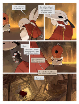 anthro armor beads bell biped black_body black_eyes cloak clothing detailed_background dialogue empty_eyes eyes_closed female female_anthro female_humanoid group headgear helmet hornet's_needle mouthless prayer_beads red_cloak red_clothing rosary speech_bubble talking_to_another text trio unconscious white_body darkdog hollow_knight:_silksong hollow_knight_(franchise) team_cherry ballow_(hollow_knight:_silksong) hornet_(hollow_knight) lace_(hollow_knight:_silksong) arthropod humanoid 2025 absurd_res comic digital_drawing_(artwork) digital_media_(artwork) english_text hi_res