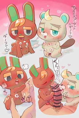 anthro blonde_hair blue_eyes blush chibi collaborative collaborative_fellatio collaborative_oral collaborative_sex dairy_products erection fellatio food genitals group group_sex hair human_on_anthro interspecies male male/male multi_nipple nipples oral penile penis sex size_difference threesome whipped_cream pigmyhippotam animal_crossing nintendo c.j._(animal_crossing) o'hare_(animal_crossing) beaver hare human lagomorph leporid mammal rodent 2:3 hi_res