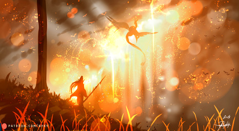 ambiguous_gender day detailed_background duo_focus flying grass group outside plant sky standing sun text wings ryky mythology dragon elf humanoid mythological_creature mythological_scalie scalie 2017 url