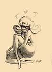 blush breasts female huge_hips hyper hyper_hips not_furry nude small_breasts solo tasteful_nude tasteful_nudity thick_thighs wide_hips artblush hazbin_hotel niffty_(hazbin_hotel) cyclops demon monochrome