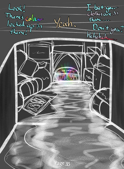 anthro bag bodily_fluids chest_(container) cum dialogue duo first_person_view genital_fluids inside male multicolored_text offscreen_character offscreen_male plushie rainbow rainbow_lights text zero_pictured dasherslash andy_(dasherslash) animate_inanimate living_plushie mammal mustelid otter 2026 comic digital_media_(artwork) english_text hi_res