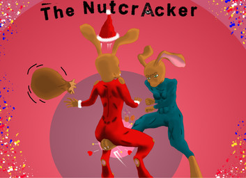 angry attack bag ballbusting brown_body brown_fur clothing cock_and_ball_torture crotch_attack crotch_kick drupe_(fruit) duo female food fruit fur genital_torture green_eyes heart_symbol holidays humor kick long_ears low_blow male muscular pain pawpads paws pink_background plant simple_background skinny skinsuit spread_legs spreading star teeth text tight_clothing walnut wide_hips whipping-b0y christmas santa_claus lagomorph leporid mammal rabbit absurd_res hi_res