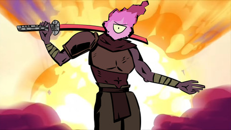 1_eye armor corpse explosion fire flaming_hair flaming_head male melee_weapon posing_for_picture pseudo_hair purple_body solo sword swordsman weapon sacruffer dead_cells konami metal_gear metal_gear_rising:_revengeance platinumgames the_beheaded homunculus humanoid 16:9 hi_res widescreen