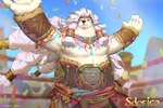 5_fingers anthro belt blue_eyes claws fighting_ring fingers fur hair humanoid_hands long_hair pecs solo white_body white_fur unknown_artist sdorica crushfang_(sdorica_sunset) bear mammal polar_bear ursine 2023 colored hi_res official_art