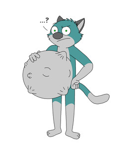 anthro aqua_fur belly big_belly confusion fur green_body green_eyes green_fur hand_on_belly kick looking_at_viewer male navel outie outie_navel pregnant pregnant_male question_mark solo supermariofann1 bedfellows mayternity mayternity_2025 sheen_(bedfellows) canid canine canis domestic_cat domestic_dog felid feline felis hybrid mammal 2025 hi_res tagme