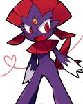 anthro blush fangs female heart_symbol red_eyes simple_background solo teeth white_background rino563 nintendo pokemon generation_4_pokemon pokemon_(species) weavile 4:5