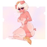 anthro big_breasts blush breasts clothed clothing collar female fur genitals hair looking_at_viewer nipples pussy simple_background smile solo snowycrystalangel my_pig_princess emelie_(cyancapsule) domestic_pig mammal suid suine sus_(pig) 1:1 digital_media_(artwork)