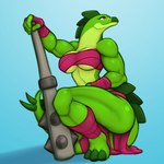 amazon anthro arm_wraps female green_body green_scales melee_weapon muscular muscular_female scales solo weapon wraps digitalkaiju dinozon_fury breccia dinosaur ornithischian prehistoric_species reptile scalie stegosaurian stegosaurus thyreophoran 1:1 absurd_res hi_res