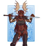 5_fingers abs antlers armor big_breasts biped boob_armor breastplate breasts brown_body brown_hair brown_skin clothing codpiece cuisse dark_body dark_skin female fingers front_view fur gauntlets gloves green_eyes hair handwear hooves horn long_hair melee_weapon metal_armor plate_armor poleyn solo spaulder standing sword sword_on_shoulder unconvincing_armor vambrace weapon ratopombo bethesda_game_studios cc-by-nc-nd creative_commons microsoft skyrim the_elder_scrolls red_sonja sitna animal_humanoid deer deer_humanoid horned_humanoid humanoid mammal mammal_humanoid moose moose_humanoid new_world_deer new_world_deer_humanoid 2024 hi_res portrait three-quarter_portrait