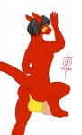 anthro backsack balls big_balls big_butt big_penis biped butt femboy genitals looking_at_viewer male non-mammal_balls nude penis pose rear_view solo standing step_pose tail freckles_(artist) mythology lil-red_(character) dragon mythological_creature mythological_scalie scalie 2012 digital_media_(artwork) hi_res pinup portrait three-quarter_portrait