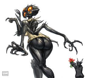 4_arms 4_eyes big_butt black_body breasts butt claws clothing duo female finger_claws flower horn looking_at_another looking_back male male/female multi_arm multi_eye multi_limb not_furry plant sweater topwear virgin_killer_sweater kory_cromie bloodborne fromsoftware meme_clothing sony_corporation sony_interactive_entertainment amygdala_(bloodborne) eldritch_abomination human mammal monster 6:5 hi_res meme signature