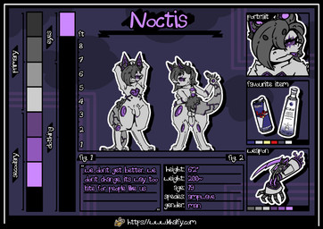 anthro balls butt claws fur genitals hair looking_at_viewer machine male nude open_mouth penis simple_background smile solo speaker_ears standing tail text tuft khalfy_kun ampwave hybrid mammal robot absurd_res english_text hi_res model_sheet