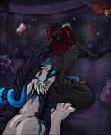 anthro anthro_on_feral bestiality blush bodily_fluids clothed clothing cunnilingus duo female feral fur furniture genitals male male/female oral panties paws penetration pillow sex size_difference smaller_female sofa space tail tongue_penetration underwear vaginal vulva zero_gravity shadarrius darkarlett_(character) shadarrius_(character) hi_res