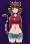 animal_humanoid athletic athletic_female athletic_humanoid belly bite biting_lip breasts brown_hair cat_humanoid catlad choker clothing collar collarbone crop_top cropped_hoodie crossgender felid felid_humanoid feline feline_humanoid female hair hi_res hoodie humanoid jewelry legwear mammal mammal_humanoid medium_breasts midriff navel necklace niko_(catlad) shaded shirt short_hair simple_background smug solo text text_on_clothing text_on_hoodie text_on_topwear thigh_gap thigh_highs topwear wide_hips yellow_eyes