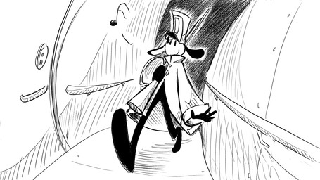 anthro bayonet clothing door hallway handrail hat headgear headwear knife male military_uniform smile solo uniform walking weapon dragonweirdo puck_(dragonweirdo) canid canine canis domestic_dog mammal 16:9 comic hi_res monochrome widescreen