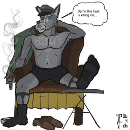 age_difference aged_up anthro armchair armpit_hair ashtray beard big_mustache black_clothing black_footwear black_socks bodily_fluids body_hair bulge chair chest_hair cigar clothed clothing coat detailed_bulge elderly erection erection_under_clothing facial_hair feet feet_up foot_fetish foot_focus footwear footwear_only furniture garter_belt garter_socks garter_straps genital_outline grey_beard grey_facial_hair hairy hat headgear headwear humanoid_feet leather leather_shoes male mature_male military military_cap mostly_nude musk mustache penis_outline plantigrade smoking socked socks socks_only solo sweat text topwear translucent translucent_clothing translucent_footwear translucent_socks underwear underwear_only phallosola conall_mylchreest_(phallosola) canid canine mammal wolfhound 1:1 english_text hi_res