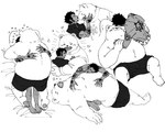 anthro blush clothing dot_eyes duo eyes_closed hug human_on_anthro interspecies kissing lying male male/male overweight overweight_male simple_eyes sleeping tattoo underwear nekokat42 one_piece bepo_(one_piece) trafalgar_law bear human mammal minkmen_(one_piece) polar_bear ursine 2023 hi_res monochrome