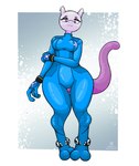 2_toes anthro breasts eyelashes eyeshadow feet female makeup medium_breasts solo thick_thighs toes wide_hips zero_suit razgrizdl metroid nintendo pokemon generation_1_pokemon legendary_pokemon mewtwo pokemon_(species) hi_res