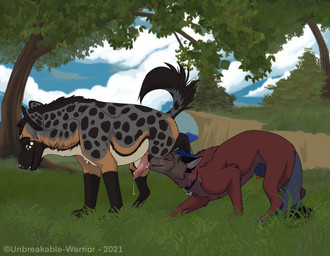 animal_genitalia animal_penis black_body black_collar black_fur blue_body blue_eyes blue_fur bodily_fluids brown_body brown_fur canine_genitalia canine_penis cloud collar duo erection eyes_closed feral feral_on_feral fur genital_fluids genitals grass grey_body grey_fur hyaenid_penis leaking_precum male male/male markings outside penis penis_tip pink_penis plant precum red_penis sheath side_view sky smile spots spotted_body spotted_fur text tree unbreakable-warrior canid canine canis fox hybrid hyena mammal wolf 2021 artist_name dated
