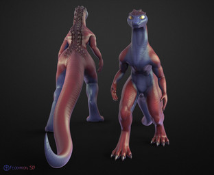 anthro claws digitigrade featureless_crotch front_view leaning leaning_forward nude rear_view solo standing tail yellow_eyes feodaron_sd alien lizard reptile scalie 3d_(artwork) digital_media_(artwork) hi_res
