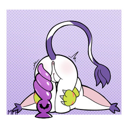 anthro anus bent_over butt claws clothing dildo female fur genitals gloves handwear imminent_masturbation nude presenting presenting_anus presenting_hindquarters presenting_vulva sex_toy solo tail vulva white_body white_fur mr_harinezumi bandai_namco digimon bianc_(el_senor_erizo) digimon_(species) felid gatomon mammal 1:1 2025 hi_res spanish_description textless
