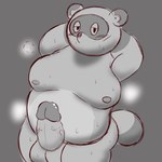 anthro balls belly blush bodily_fluids erection genitals kemono male moobs musk nipples overweight overweight_male penis solo sweat tukiguma761 animal_crossing nintendo tom_nook_(animal_crossing) canid canine mammal raccoon_dog tanuki 1:1 2024 greyscale hi_res monochrome