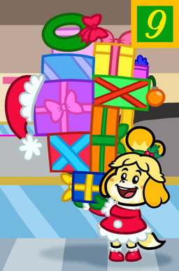 anthro bangs baubles beady_eyes black_eyebrows black_eyes black_nose blonde_hair blue_line_art boots christmas_clothing christmas_headwear christmas_present clothed clothed_anthro clothed_female clothing dipstick_tail eyebrows female floppy_ears footwear fur gift green_bow green_clothing green_hair_tie green_handwear green_line_art green_mittens grey_wall hair handwear hat headgear headwear holding_gift holding_object holidays holly_(plant) inside light looking_at_viewer lop_ears markings mittens multicolored_body multicolored_fur multicolored_hair number open_mouth open_smile orange_ears orange_hair orange_line_art pink_tongue plant ponytail purple_line_art red_boots red_bow red_clothing red_footwear red_hat red_headwear red_line_art santa_hat shoes small_nose smile smiling_at_viewer solo standing tail tail_markings teeth text_box tongue two_tone_hair two_tone_tail wall_(structure) white_tail_tip wreath yellow_body yellow_fur yellow_tail captainquack64 animal_crossing christmas nintendo isabelle_(animal_crossing) canid canine canis domestic_dog mammal shih_tzu toy_dog 2025 colored colored_line_art digital_drawing_(artwork) digital_media_(artwork) english_description hi_res lighting shaded simple_shading