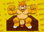 anthro balls biceps blush casual_nudity feet genitals humanoid_genitalia humanoid_hands humanoid_penis male manly navel nipples nude pecs penis simple_background smile solo pooncartoonist mario_bros nintendo boom-boom boom-boom_(character) koopaling boom_boom koopa reptile scalie turtle 4:3 hi_res