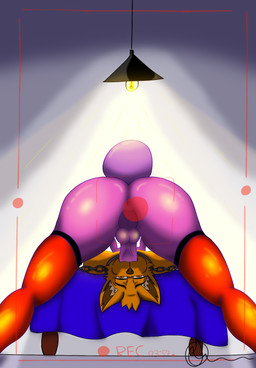 anthro bound chain chained duo fellatio male male/male male_anthro mostly_nude_anthro mostly_nude_male oral orange_body penile pink_body questionable_consent recording sex fibra_blood alice_(fibras_blood) canid canine humanoid mammal hi_res