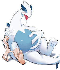 3_toes blue_body bodily_fluids feet long_neck male open_mouth saliva simple_background sitting solo toes tongue tongue_out transformation white_background white_body mayobug nintendo pokemon generation_2_pokemon legendary_pokemon lugia pokemon_(species) 2026 hi_res