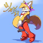 anthro clothed clothing cosplay crossdressing crossover_cosplay crossplay ear_piercing ear_ring femboy kerchief looking_at_viewer male piercing ring_piercing solo jimnydaisuki sega shantae:_and_the_pirate's_curse shantae_(series) sonic_the_hedgehog_(series) wayforward miles_prower shantae crossover