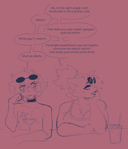 blush blush_lines breasts container duo eyelashes eyewear female fur glass glass_container hair speech_bubble sunglasses text conditional_dnp welwraith scraper_city jade_japes_(snowytheghost) mania_(welwraith) domestic_cat felid feline felis human mammal 2026 digital_drawing_(artwork) digital_media_(artwork) english_text hi_res sketch