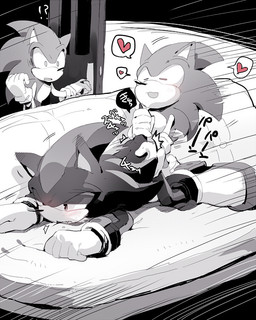 :d anal anal_penetration anthro bed bedroom being_watched black_eyes blush blush_lines clothing door doorway duo_focus exclamation_point eyes_closed footwear from_behind_position furniture gloves grasp group half-closed_eyes hand_on_butt handwear heart_symbol holding_tail humanoid_pointy_ears inside interrobang japanese looking_at_another looking_pleasured male male/male male_penetrated male_penetrating male_penetrating_male narrowed_eyes nude open_mouth penetration pointy_ears question_mark quills_(anatomy) raised_arm red_eyes sex sharp_teeth shocked shoes smaller_on_top smile square_crossover stare tail teeth text wristband aoki6311 classic_sonic_(universe) sega sonic_the_hedgehog_(series) classic_sonic shadow_the_hedgehog sonic_the_hedgehog eulipotyphlan european_hedgehog hedgehog mammal 4:5 crossover english_text greyscale japanese_text monochrome spot_color translation_request
