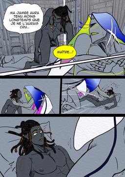 anthro bed bottom_on_top dialogue dreadlocks furniture genitals hand_on_leg leg_injury love not_furry nude nude_male penis position_switch romantic romantic_couple sex sex_on_bed shoulder_grab small_top_big_bottom surprised text wings wounded helfyr nobodick on_the_tip_of_the_tongue stisefaris_(ottott) vep_(ottott) animal_humanoid arthropod arthropod_humanoid butterfly butterfly_humanoid elf human humanoid insect insect_humanoid lepidopteran lepidopteran_humanoid mammal mammal_humanoid colored comic french_text hi_res
