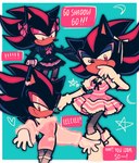 anthro black_body bottomwear clothed clothing crossdressing dialogue dress duo female frilly frilly_clothing gloves handwear leggings legwear male male/female pink_clothing pink_dress red_eyes skirt speech_bubble mercurio-shadowz sega sonic_the_hedgehog_(series) shadow_the_hedgehog eulipotyphlan hedgehog mammal comic hi_res