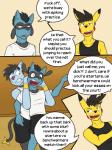 3:4 anthro anthrofied bottomwear clothed clothing comic cooper_(fuze) dialogue english_text fully_clothed fuze generation_1_pokemon generation_4_pokemon hi_res kai_(fuze) male nintendo pikachu pokemon pokemon_(species) profanity restrained riolu shinx shirt shorts skyler_(fuze) sport t-shirt tank_top text topwear volleyball