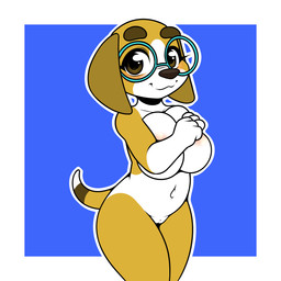 :3 anthro areola big_breasts biped blush breast_squish breasts eyebrows eyewear eyewear_only female female_anthro floppy_ears genitals geometric_background glasses glasses_only hands_together huge_breasts legs_together loli navel nude nude_anthro nude_female oppai_loli outie_navel outline round_glasses simple_background smile solo squish thick_eyebrows vulva wearing_glasses young young_anthro young_female kloudmutt bluey_(series) honey_(bluey) beagle canid canine canis domestic_dog hunting_dog mammal scent_hound 1:1 colored digital_media_(artwork) hi_res