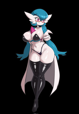 big_breasts black_background black_bra black_clothing black_panties black_underwear blue_hair bra breasts clothed clothing coat eyewear female female_humanoid gardevoirite glasses glistening hair lab_coat legwear mega_stone open_clothing open_coat open_topwear panties pink_eyes simple_background solo stockings thick_thighs topwear underwear white_body white_clothing white_coat white_topwear wide_hips lucyfercomic nintendo pokemon dr._voir gardevoir generation_3_pokemon humanoid pokemon_(species) hi_res