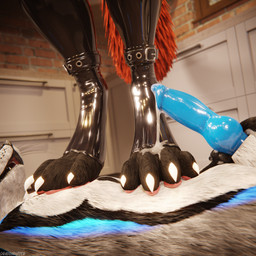 animal_genitalia animal_penis anthro anthro_on_anthro armwear balls biped black_body black_clothing black_fur blue_body blue_fur blue_penis bodily_fluids canine_genitalia canine_penis claws clothed clothing crush cum cum_dripping_from_penis cum_on_feet cum_on_penis cum_on_toe depth_of_field dominant duo erection feet flat_balls foot_crush foot_fetish foot_on_belly foot_on_chest foot_play fur genital_fluids genitals grey_body grey_fur hair hand_on_penis hindpaw inside knot latex latex_armwear latex_clothing latex_legwear latex_thigh_highs legwear male male/male multicolored_body nude open_mouth orange_body orange_fur orgasm paws penis reflection sex slim slim_anthro slim_male slim_sub smile standing standing_on_another submissive submissive_male tail thigh_highs trampling white_body white_fur dragonplayer blender_cycles dragonplayer_(character) octo_(octothekitsune) canid canine canis fox hybrid jex mammal rexouium 1:1 3d_(artwork) absurd_res blender_(artwork) digital_media_(artwork) hi_res