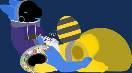 ambiguous_oviposition anthro bottomless clothed clothing egg egg_inflation egg_insertion fellatio female group hoodie hoodie_only machine male male/female onomatopoeia oral oviposition penile questionable_consent sex sound_effects stickers_on_body text topwear topwear_only trio tf2_demo_2004 honeypot_(tf2_demo_2004) stickerboard_(tf2_demo_2004) arthropod bee goo_creature hybrid hymenopteran insect protogen slime_(blob) alpha_channel hi_res