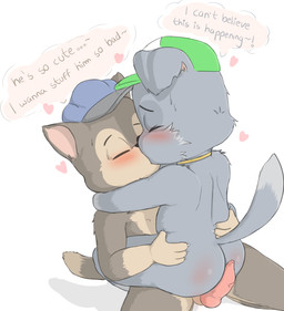 animal_genitalia animal_penis anthro balls blush butt duo erection fur genitals kissing male male/male nipples nude penis shota simple_background speech_bubble tail text young young_anthro filler3545 paw_patrol chase_(paw_patrol) rocky_(paw_patrol) canid canine canis domestic_dog german_shepherd herding_dog mammal pastoral_dog hi_res