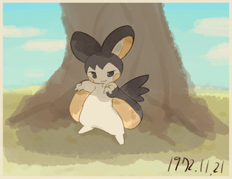 ambiguous_gender biped cheek_spots closed_smile cloud day eyebrows fur mouth_closed outside plant pose sky smile solo standing tree yellow_cheeks rokroc205 nintendo pokemon emolga generation_5_pokemon pokemon_(species) hi_res