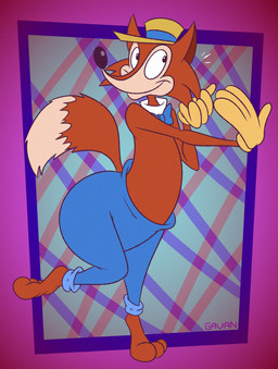 3_toes 4_fingers abstract_background anthro arched_back arched_foot arched_soles bashful bent_leg big_butt big_tail biped black_eyes black_nose blue_bottomwear blue_bow_tie blue_clothing blue_jeans blue_pants bottomwear bow_tie butt cheek_tuft clothed clothing curling_tail curling_toes denim denim_bottomwear denim_clothing derby dipstick_tail eye_roll facial_tuft feet fingers fluffy fluffy_tail fur glance gloves hand_on_head hand_on_own_head handwear happy hat headgear headwear humanoid_feet jeans male markings on_one_leg orange_body orange_fur pants pattern_background pear-shaped_figure plaid plaid_background plantigrade pose raised_heel raised_tail shirt_collar simple_background smile soles solo standing standing_on_toes tail tail_markings tan_body tan_fur tan_tail_tip tiptoes toes toony topless topless_anthro topless_male tuft white_sclera white_shirt_collar wide_hips yellow_clothing yellow_gloves yellow_handwear yellow_hat yellow_headwear gavanzude columbia_pictures the_fox_and_the_crow fauntleroy_fox canid canine fox mammal red_fox true_fox 2026 alternate_version_at_paywall colored digital_drawing_(artwork) digital_media_(artwork) flat_colors hi_res pinup signature