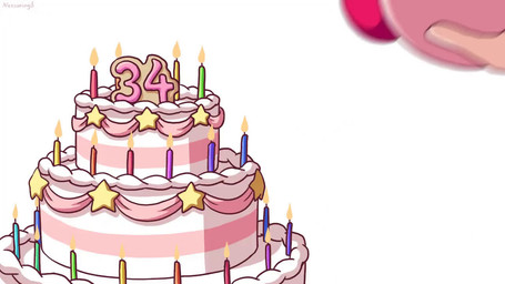 ambiguous_gender anniversary biped birthday_cake blue_eyes blush blush_stickers cake candle carrying_another dessert disembodied_hand duo eating food gesture giant_food hand_gesture holding_another in_food mostly_offscreen_human not_furry open_mouth open_smile pink_body pointing red_body simple_background size_difference smile smiling_at_viewer solo_focus sparkles sparkling_eyes star_polygon throwing_character white_background natsuring0 kirby's_anniversary kirby's_dream_buffet kirby_(series) nintendo kirby human mammal waddling_head 16:9 2026 animated digital_drawing_(artwork) digital_media_(artwork) frame_by_frame japanese_description no_sound short_playtime signature video widescreen