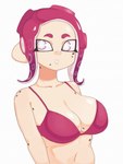 big_breasts bra breasts cleavage clothed clothing female not_furry pseudo_hair pupils simple_background solo tentacle_hair tentacles underwear unusual_pupils white_background miliandpaint nintendo splatoon agent_8_(splatoon) cephalopod humanoid marine mollusk octarian octoling absurd_res hi_res