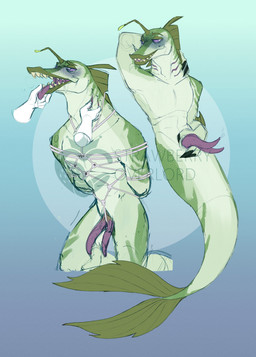 2_penises 3_fingers anthro bdsm blush bondage bound claws countershading fin fingers fish_tail full_lips genitals gill_play gills green_body green_scales hands_behind_back holding_penis kneeling lure_(anatomy) male mouth_play multi_genitalia multi_penis open_mouth penis purple_eyes purple_sclera restraints rope rope_bondage rope_harness scales sharp_teeth simple_background split_form tapering_penis teeth tongue tongue_out strawberryoverlord ben_10 cartoon_network patelliday alien fish marine merfolk piscciss_volann hi_res watermark