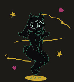 anthro black_body black_fur blush embarrassing_nudity eyewear fur glasses male nude smile solo mukitanuki deltarune undertale_(series) ralsei bovid caprine darkner goat mammal 2018 digital_media_(artwork)
